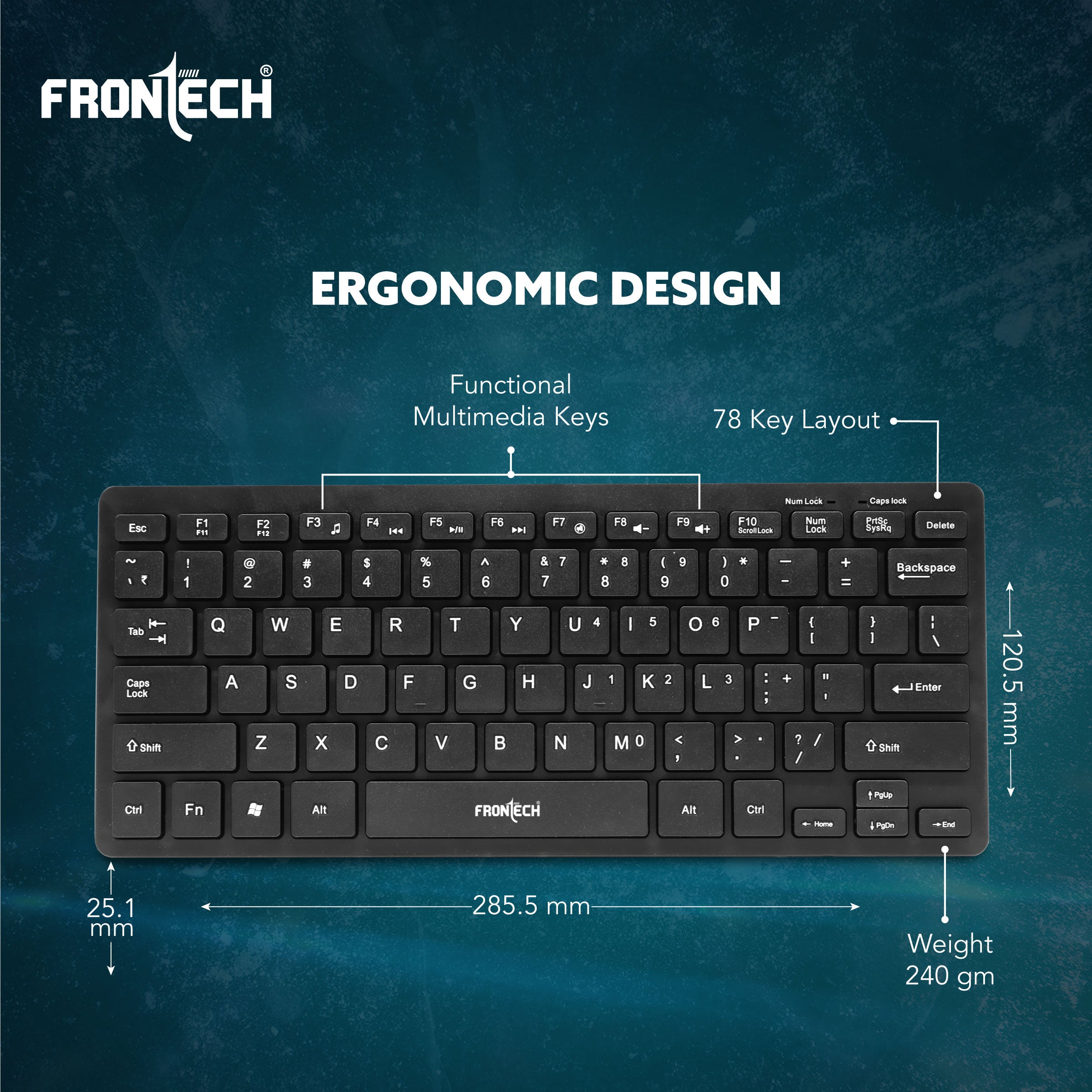 Frontech Wired Mini Keyboard (KB-0041) Frontech Wired Mini Keyboard (KB-0041)